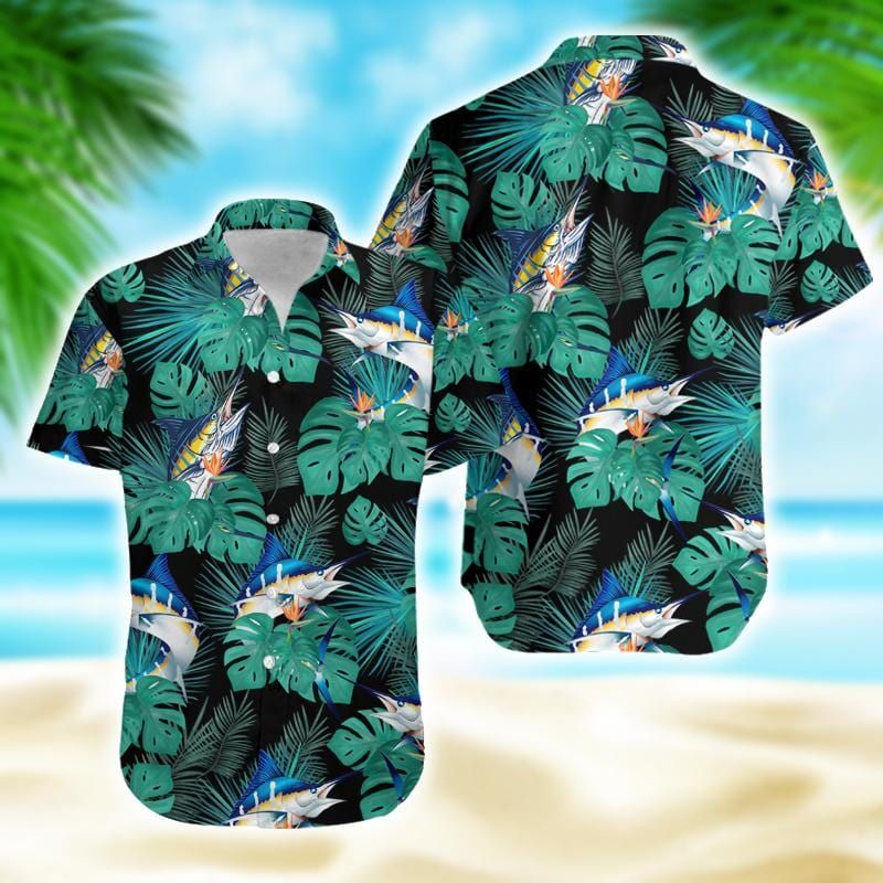 Felacia [Hawaii Shirt] Marlin Fish Hawaiian Aloha Shirts-ZX0360